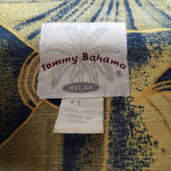 Tommy Bahama Relax Mens Silk Shirt Nautical Tiki Maritime Beach Gold Mens Large - Picture 6 of 11